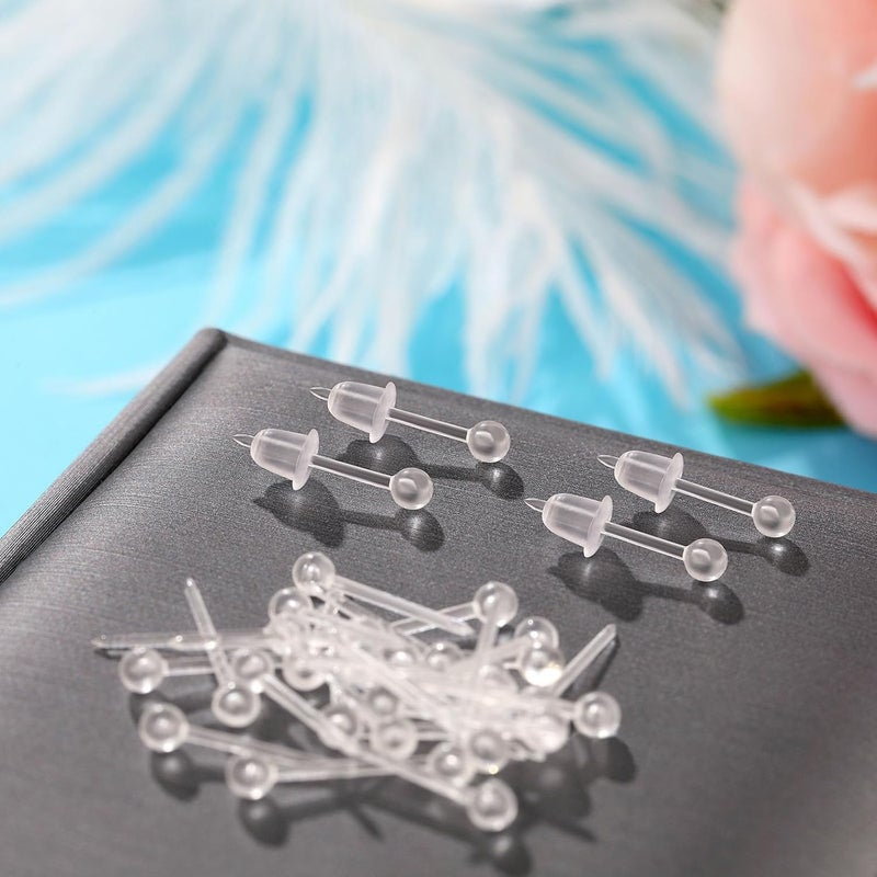 Formulen Clear Plastic Earrings, 200Pcs Studs - Silicone, Hyperallergic, Comfortable for Men & Women Clear Stud Earrings Round 3mm - Image 5